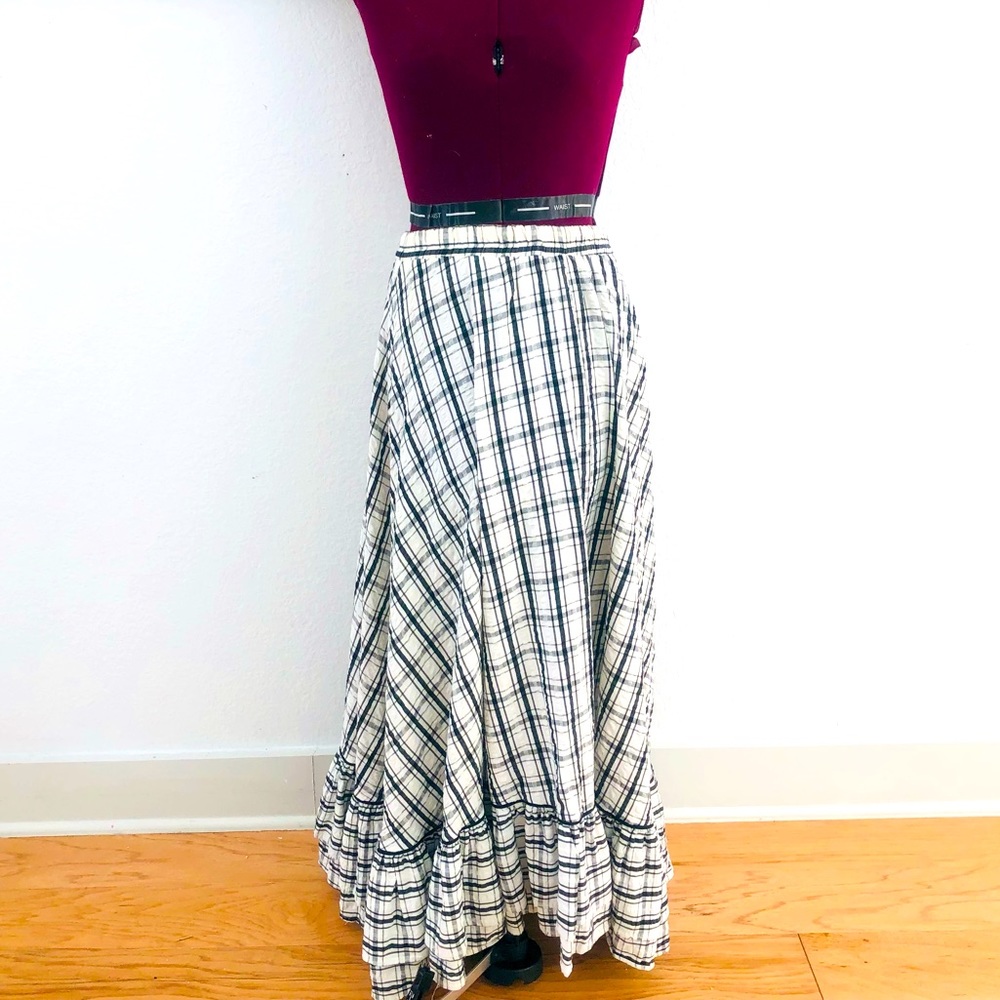 White plaid maxi skirt